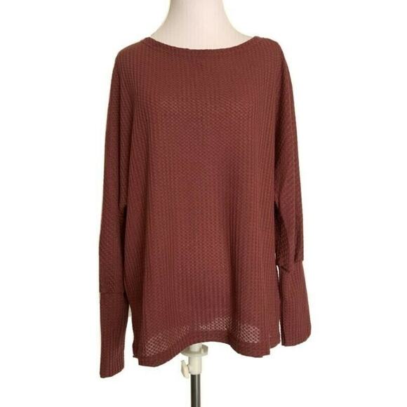 Los Angeles Boutique Off Shoulder Sweater Knit Top Slouchy Dolman NEW Boho L - Picture 4 of 8